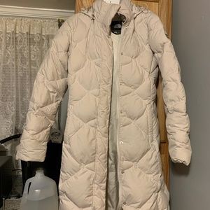 North Face Long Beige Puffer Jacket X-Small
